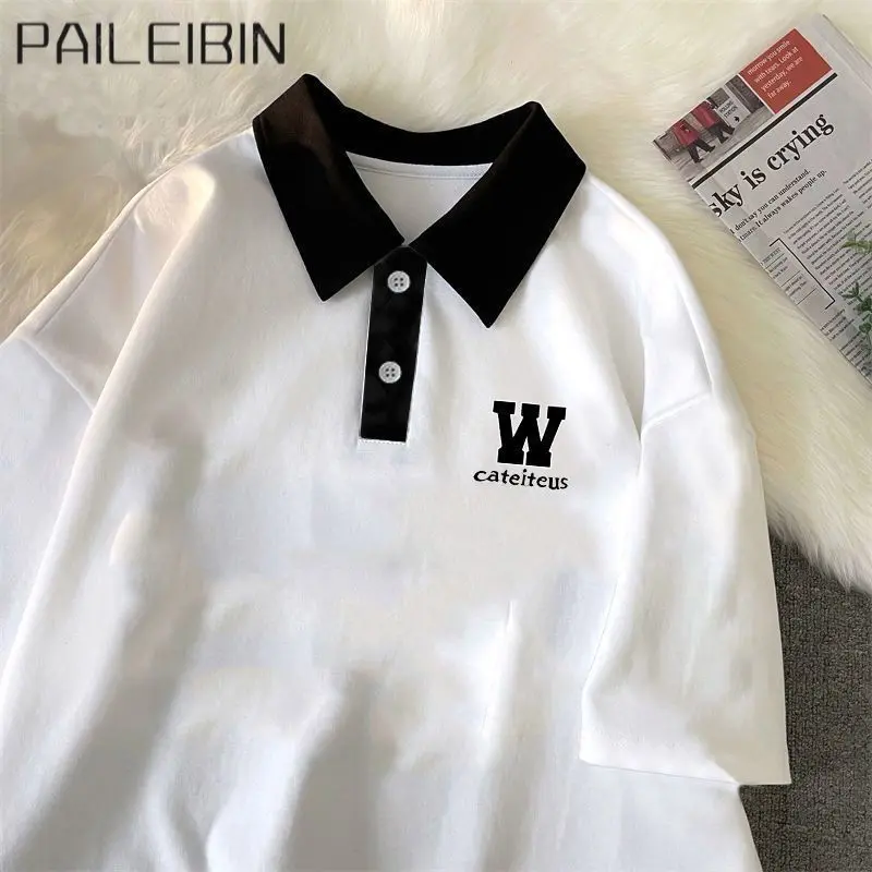 Áo Polo Ngắn Tay, Phong Cách Preppy, Áo Phông Có Ve Áo, Dành Cho Em Bé Trai Và Bé Gái, Trang Phục Mùa Hè, Áo Phông Thường Ngày Cổ Điển Mỹ, Dáng Rộng Vừa Vặn, Thương Hiệu Thời Trang Menswear Có Cổ Shirt Cộc Tay Tay Ngắn 1