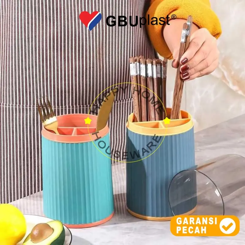 GBUplast Alexa Cultery Holder With Lid Tempat Sendok Garpu Sumpit Alexa Tutup Serbaguna 1