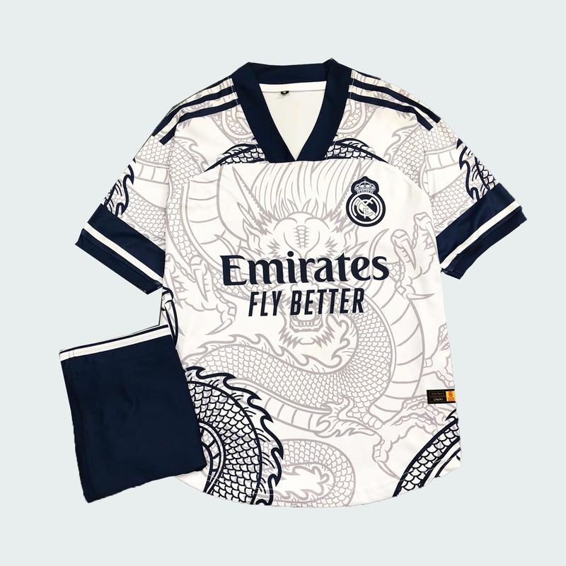 [DP-REL - RT03] in tên số áo theo yêu cầu - Bộ quần áo bóng đá, đồ đá banh rea.l rồng trắng - Hàng thun lạnh cao cấp- thoáng khí thoải mái unisex Chạy Bộ Sport Top