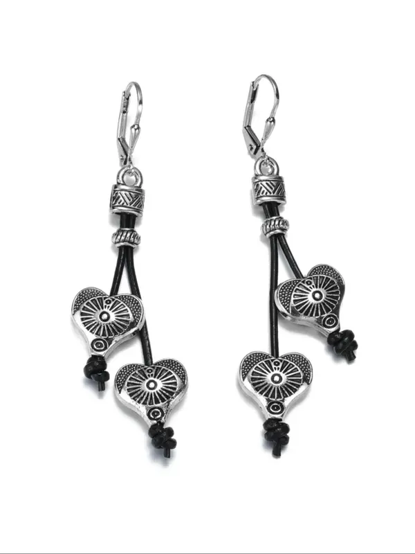 Boho Style Heart Design Dangle Earrings, Vintage Trendy Dangle Earrings, Fashionable Jewelry for Women & Girls for Daily & Party Decoration 4