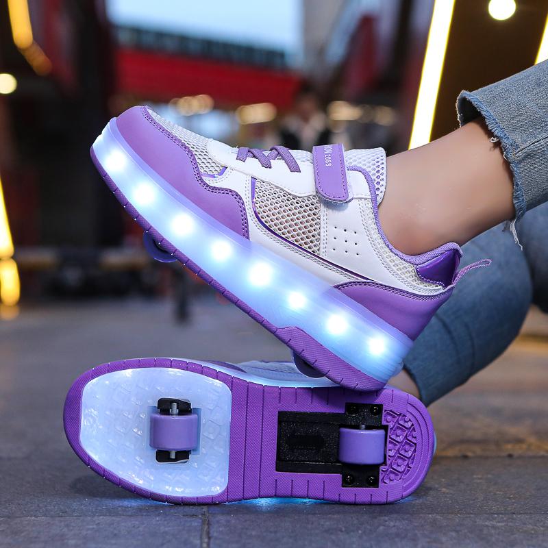 Giày Giày Thể Thao Hai Bánh Chiếu Sáng LED, , Dành Cho Giày Trượt Patin Trẻ Em, Giày Chiếu Sáng Đầy Màu Sắc Cho Trẻ Em, Giày Thể Thao Cho Bé Gái Và Bé Trai Có Bánh Xe 1