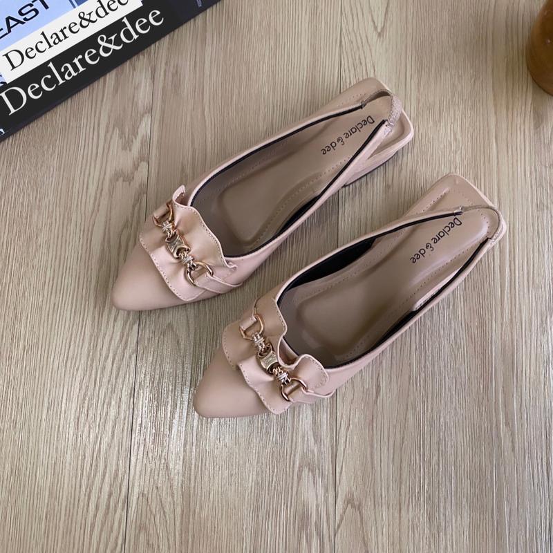 Declare&Dee Heels Blok Wanita Pitaloka Square Toe High 3 CM Black Karet Belakang Best Seller Shoes flat  shoes 7