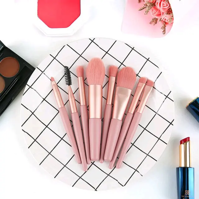 Kuas Make Up Set isi 8 pc Make Up Brush Travel Size Pouch Spons & Aplikator