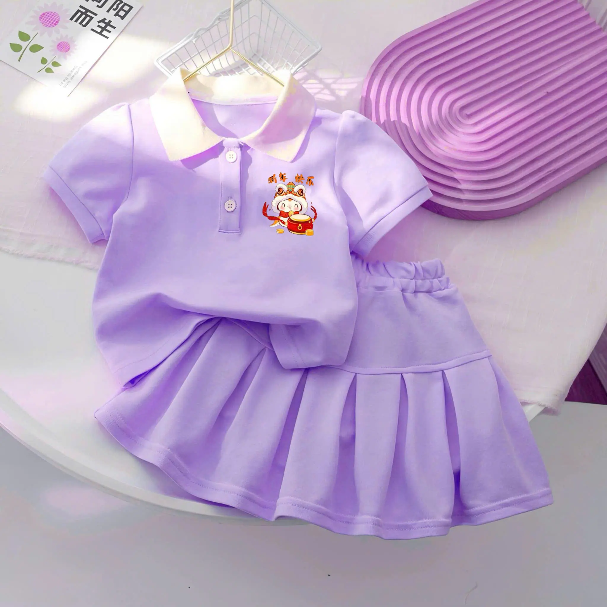 Set váy baby three dễ thương cho bé gái từ 9-25kg,họa tiết in sắc nét.