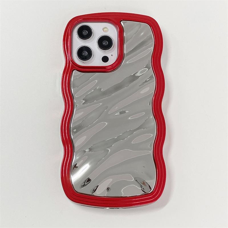 Electroplating wavy edge is suitable for iphone15promax/15pro/15/14/14 promax/14pro/13promax/13/13pro/12/12promax/12pro/11 two-in-one women's mobile phone case 5