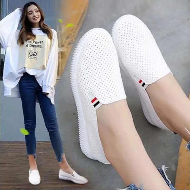 Giày Trắng Cổ Điển Dễ Phối Đồ Phong Cách Hàn Quốc, Giày Lười, Giày Lười, Giày Nữ, Thoáng Khí, Ưu Đãi Giảm Giá, 2024