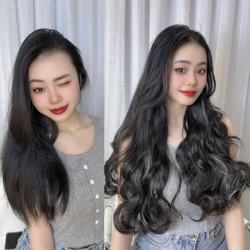 Tóc Kẹp 6 phím Nữ Xoăn Tóc Giả Light Baby 60cm Wig