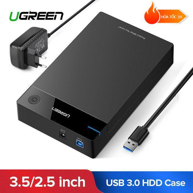 Hộp đựng ổ cứng 3.5/ 2.5 inch Ugreen 50423 Sata USB 3.0 Chính Hãng (hỗ trợ HDD 16TB) US222