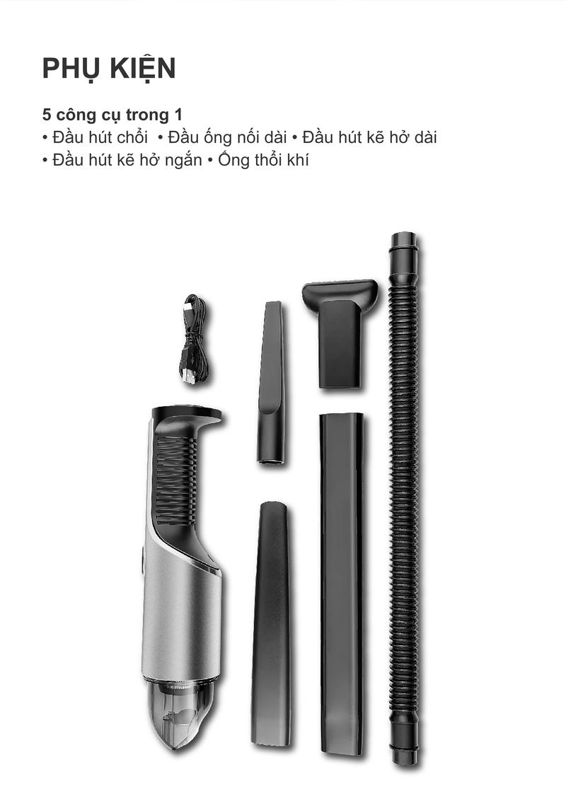 Product Introduction of [N] Máy Hút Bụi Cầm Tay Mini PerySmith XS1 | Lực Hút Cực Mạnh | Kèm 5 Đầu Hút | Pin Sạc Tiện Lợi | Thích Hợp Cho Oto | Bảo Hành 1 Năm 8