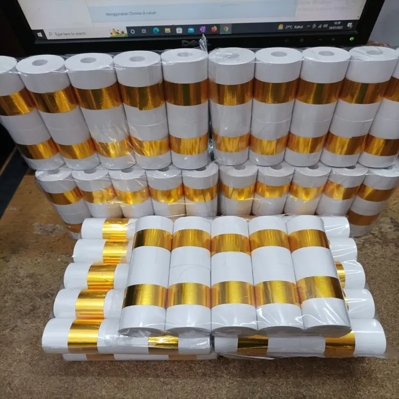 Kertas Termal [GOLD] Thermal Paper Rol 57x30 58x30 Termal EDC Thermal Printer Mini Bluetooth Cetak Hitam Kertas Thermal GOLD 10 ROLL 4
