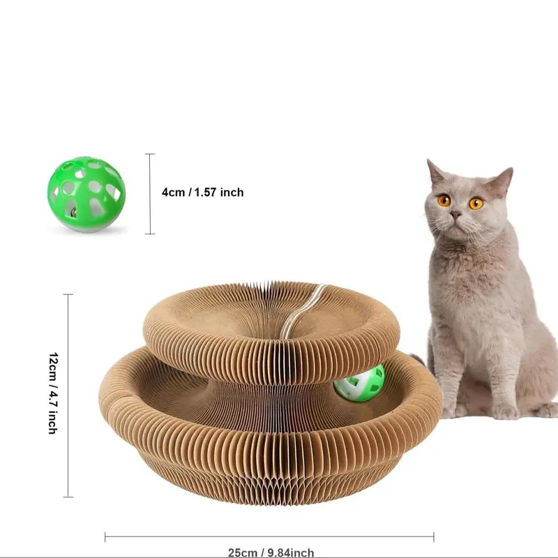 Magic Cat Scratching Board Toy with Random Color Ball, 1 Set Reversible Infinity Magic Organ Cat Toy, Durable Cat Scratcher, Pet Supplies, Cat Toys 1