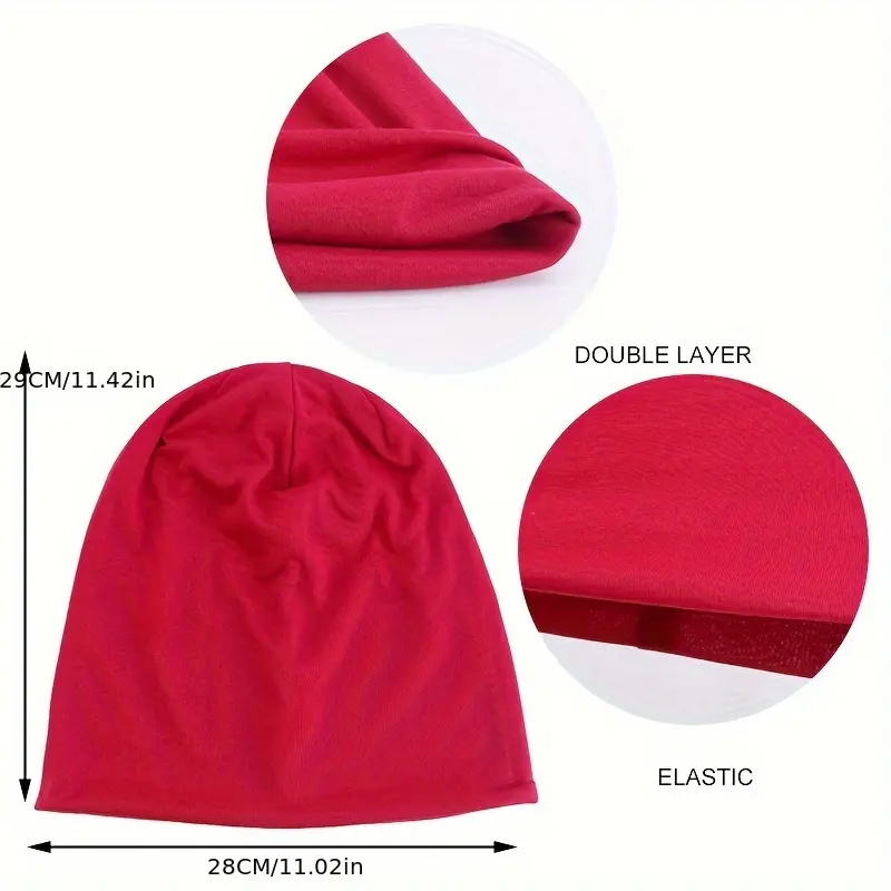 2pcs Soft Polyester Slouchy Beanie Hats for Women - Stretchy, Breathable Ear Warmer Headscarf Caps in Black & Gray - Hand Washable, Ideal for Postpartum Recovery & Chemo Patients 3
