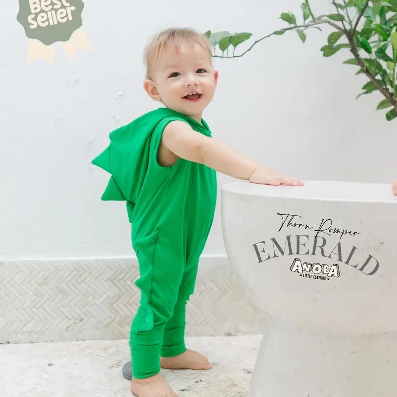 Romper dino emerald - baju dinosaurus anak - baju bayi- romper -jumpsuit- kostum dinosaurus anak bayi - kostum bayi binatang -kostum anak 6