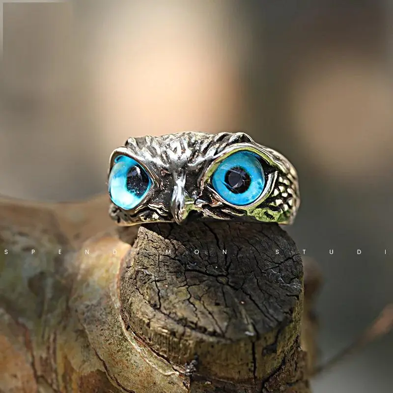 NAUSA Cincin Keren Pria Wanita Cincin Mata Burung Hantu Rings Owl Adjustable Bisa COD 4