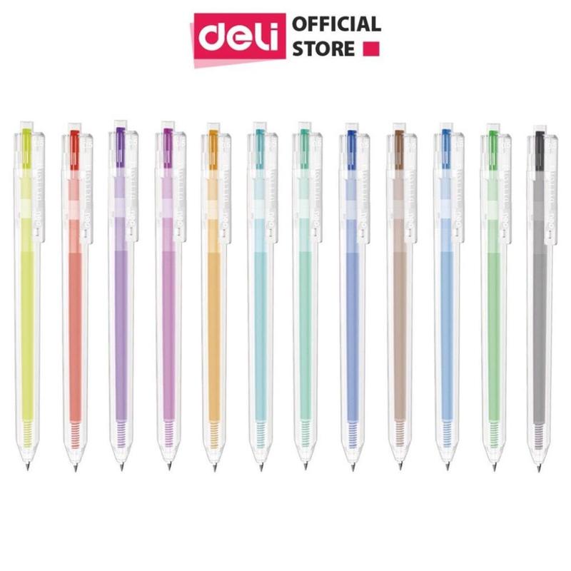  Bút bi nước mực gel bấm nhiều màu 0.5mm Deli xᶖnh xắn nhanh khô viết đều trơn tru lâu hết mực chất lượng cao EG118 