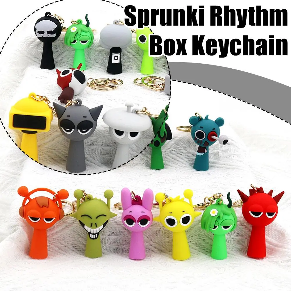 PIXIEY Game Peripheral Incredibox Sprunki Games Keychain Collection Cartoon Music Game Acrylic Keychain Simulation Cute Sprunki Variant Model Toy Fans