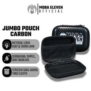 JUMBO POUCH CARBON - Wadah Tas Dompet Travel Besar Penyimpanan Kabel Charger Multifungsi MOBA ELEVEN
