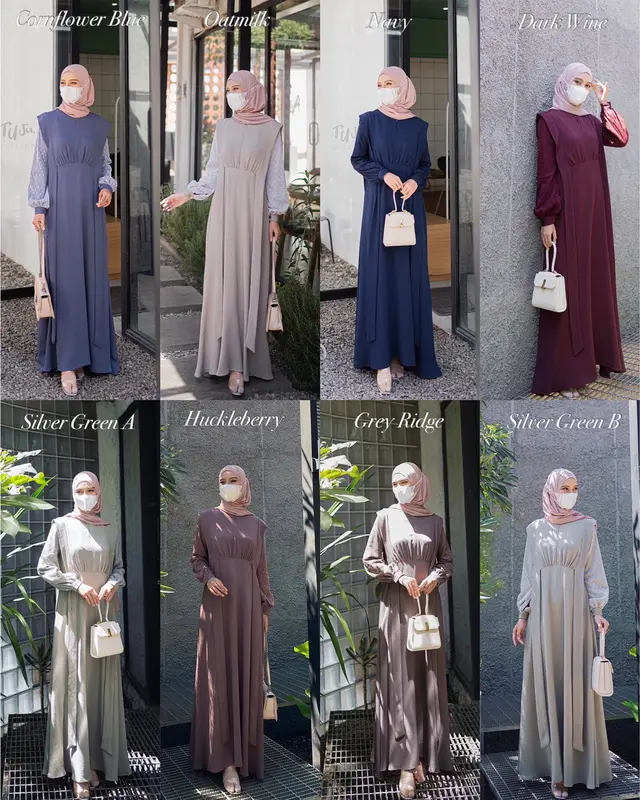 Elmiza - Aqeela Dress Bahan Premium Shine Lux Mix Tulle Brukat Gamis Muslim Wanita Kondangan brokat  lebaran - Pesta Remaja 1