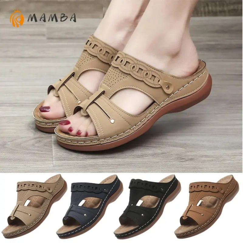HotWomen Wedges Sandal Ladies Retro Non-slip Hollow Out Peep Toe Plus Size Sandals