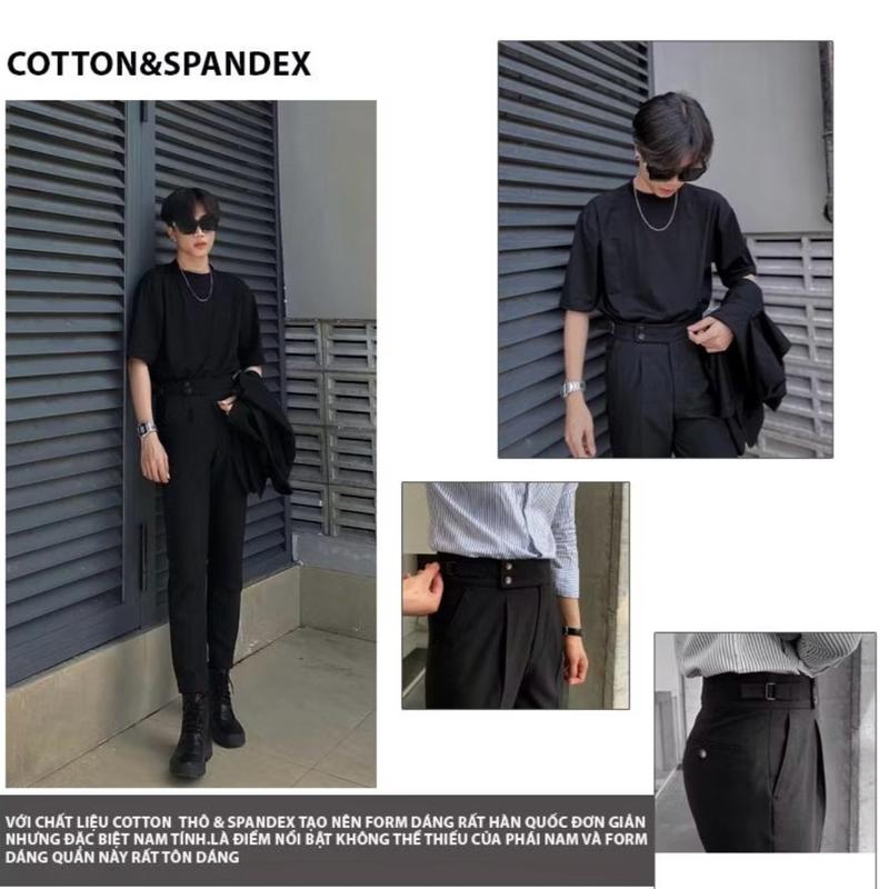 Quần Âu Nam Cạp Cao Sidetab Mặc Đi Chơi,Quần Âu Công Sở Sang Trọng Lịch Lãm Chất Cotton Co Giãn 4