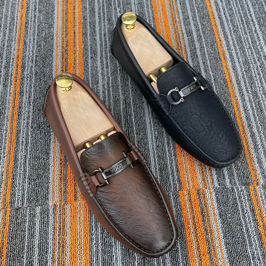 G02 Mẫu Giày lười Mọi  da Nhám thiết kế Đai khóa inox Full size 37-44 Shoes Nam