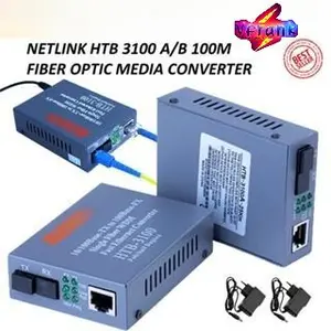 Konverter Media Optik HTB-3100 A+B - 10/100Mbps, RJ45 ke Single Mode 25KM, Netlink