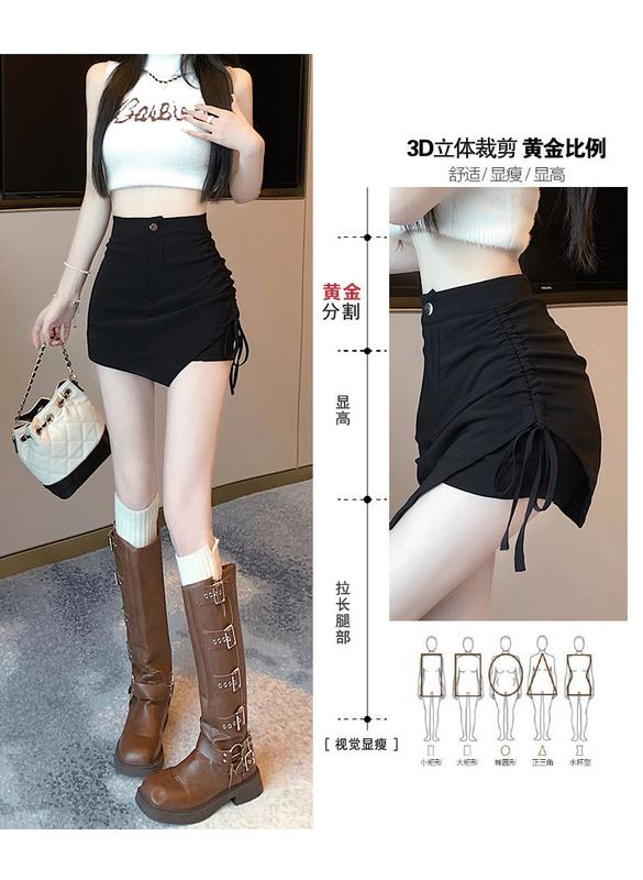 Product Introduction of Summer Large Size Irregular Skirt High Waist Lace-up Black Women's Skirt A- line Hip Slimming Pantskirt Womenswear Bottom Lingerie Comfort 8