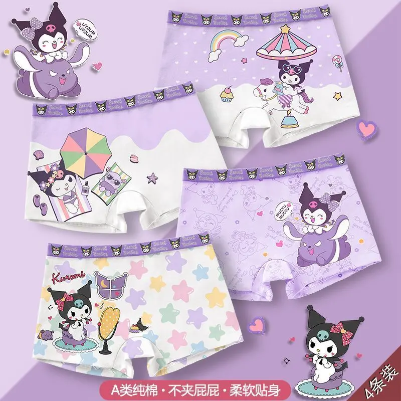 [Store Hot Sale] Pure Cotton Kuromi Girls' Underwear Children's Boxer Shorts Girls' Elementary School Cartoon Underwear Pantyhose Big Kids Non-Pinching