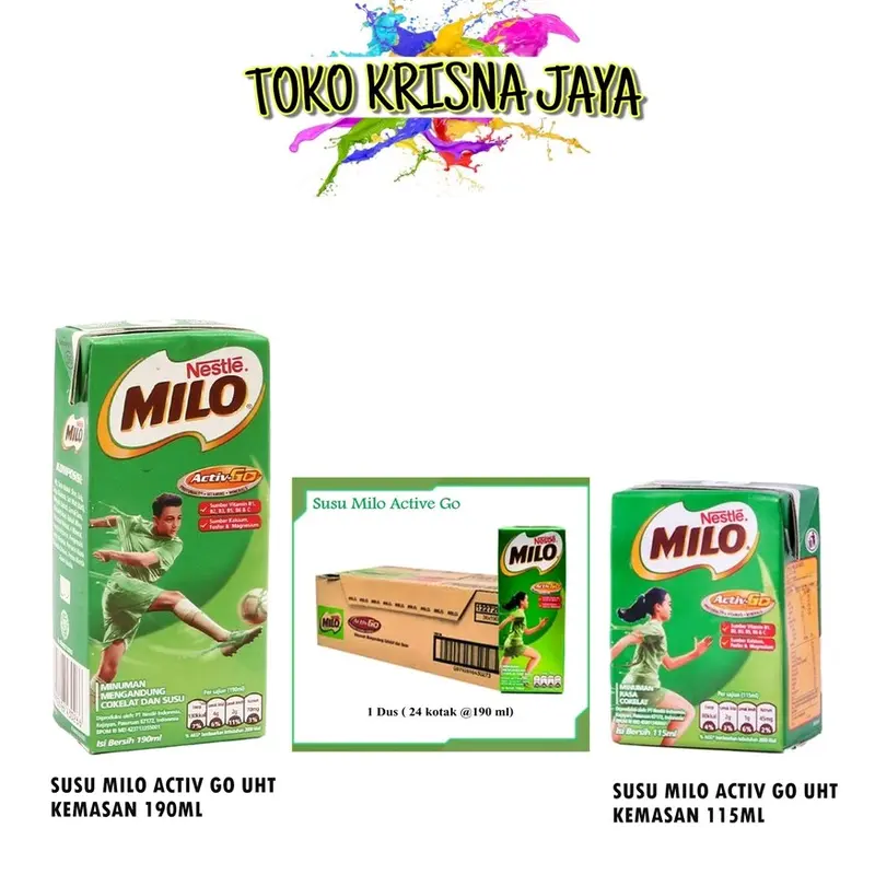 SUSU MILO KOTAK ACTIVE GO UHT KEMASAN 3 PCS X 180 ML 1