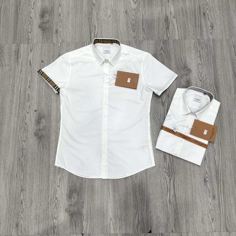 Product Introduction of Áo Sơ Mi Ngắn Tay Trắng Phối Cổ Tay Vải Cotton Lụa Mềm Mịn Nam Menswear Shirt Cổ Tròn Kem Có Cổ Kate 18