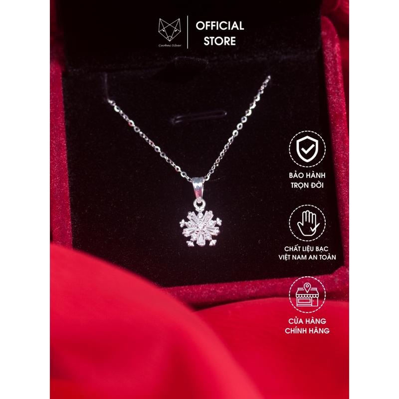 Dây chuyền Bạc Ta Cáo Bạc Jewellery bông tuyết đá dài mini quà tặng bạn gái xinh xắn