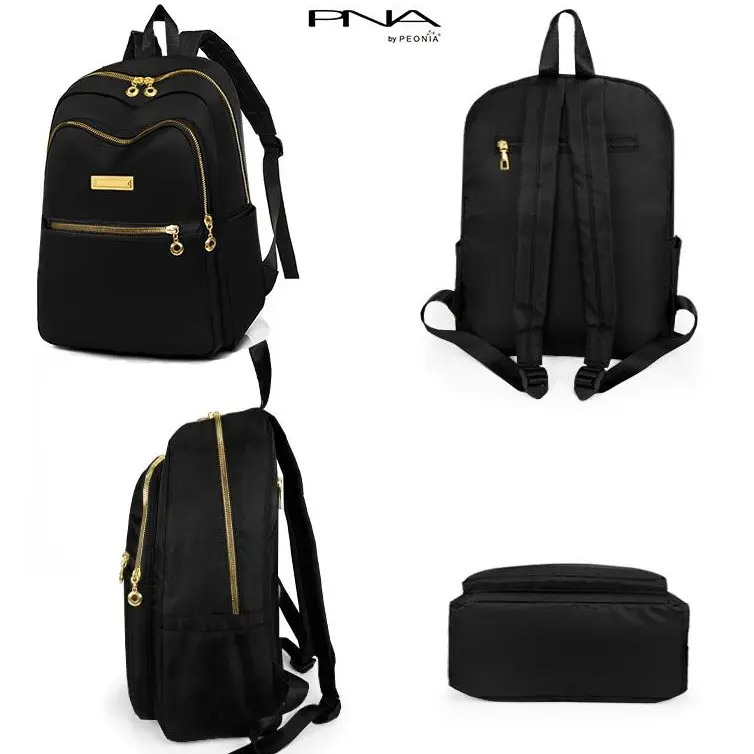 Peonia PNA JIWON Water Resistant Tas Ransel Besar Wanita Unisex Punggung Kantor Kerja Sekolah Kuliah Outdoor Trendy Fashion Style Travel  Haji Umroh Casual Backpack Anak Remaja Perempuan Selempang Cewek Bag Laptop Backpack 3
