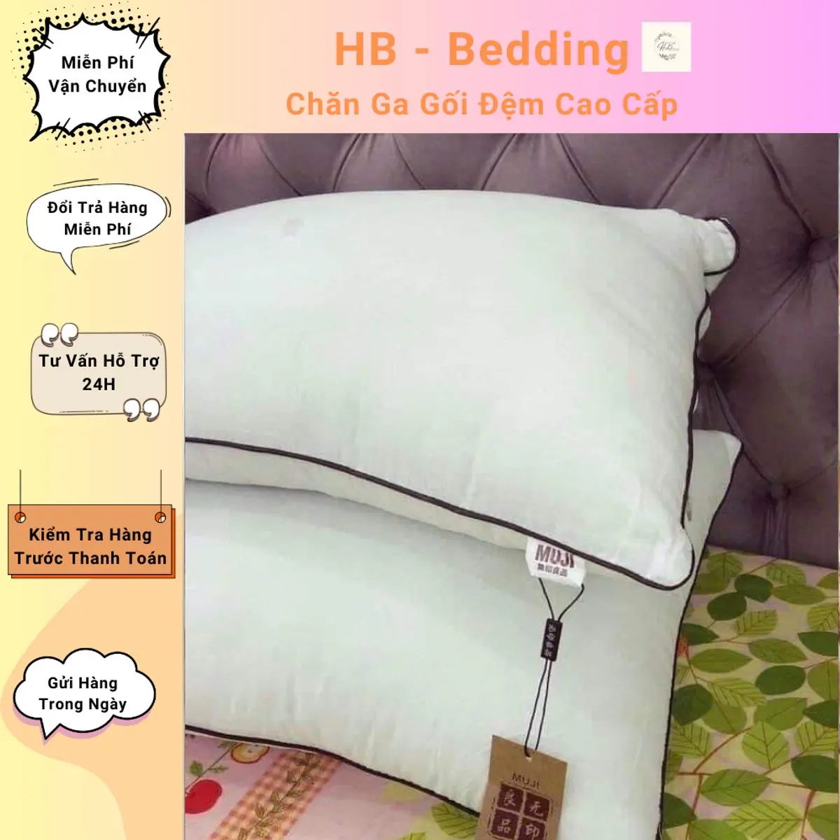 Ruột Gối Đầu MuJi Hàng Nhập Khẩu - kícḣ Thước 50 x 70 Cm