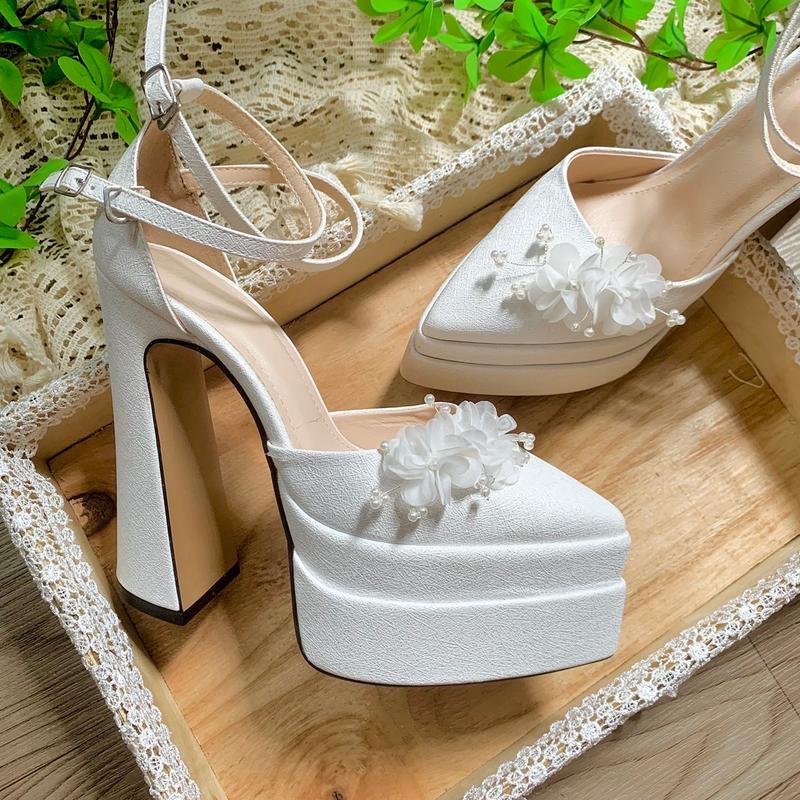 Degoshin bridal shoes - Giày cao gót, giày cưới 15p thiết kế đính Hoa Tú Cầu tôn dáng sang trọng 6