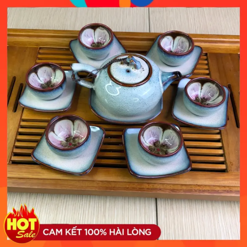 bộ ấm quả hồng hoả biến tuyết sữa 1 ấm 6 chén của nghệ nhân Tô Thanh Sơn 0