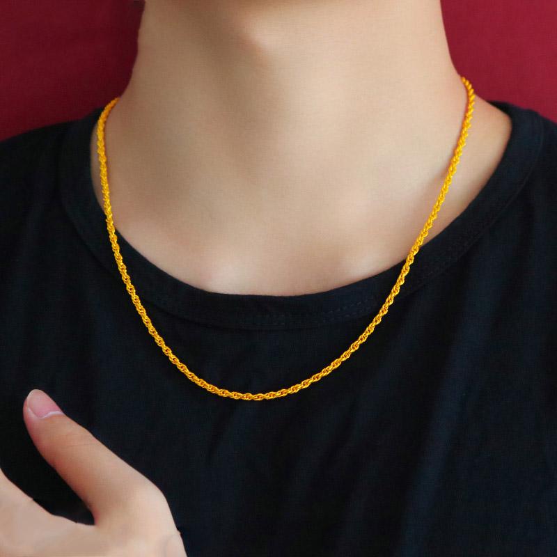 Product Introduction of Original Kalung emas cop 916 gold-plated necklace braided crossover jewelry for men and women 3