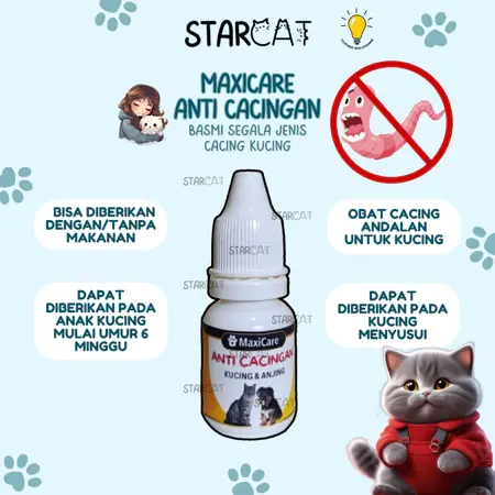SC Maxicare ANTI CACINGAN 10ML Obat Cacing Kucing Kitten Ampuh Cegah Cacingan Diare Mencret Sakit