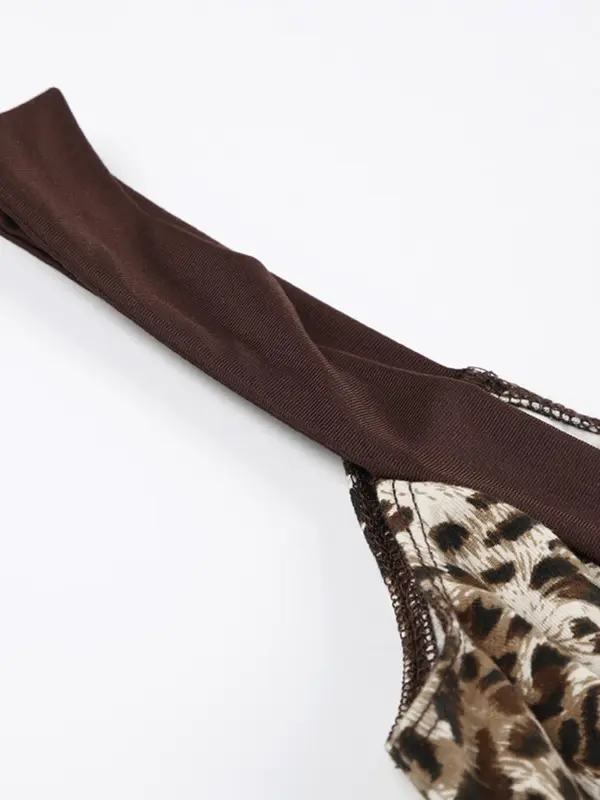 Women's Leopard Print Bow Decor Contrast Binding Tank Top, Asymmetrical Hem Sleeveless Top for Summer, Fashion Women's Top for Daily Wear Valentine's Day, gift 6