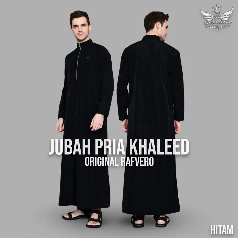 RAFVERO Jubah Pria KHALEED Original Navy - Gamis Pria Muslim Dewasa Katun Bestway Premium Model Baru Jubah Lebaran 2025 Size M L XL - Kombinasi 4