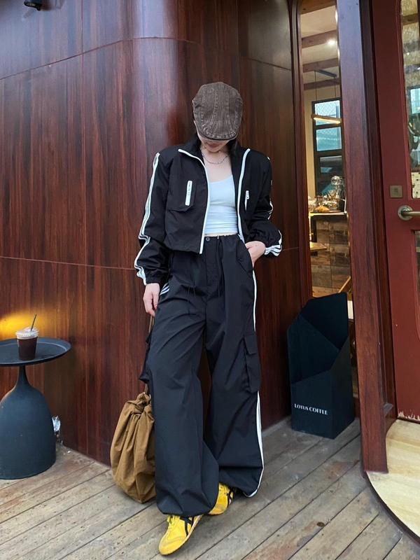 (QG22) Quần gió túi hộp dây rút viền kẻ MAIDO TRENDY quần gió ống suông 6
