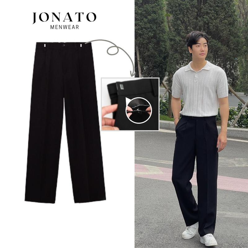 Quần tây nam ống suông rộng điều chỉnh cạp JONATO, quần vải ống rộng phong cách trẻ trung năng động J076