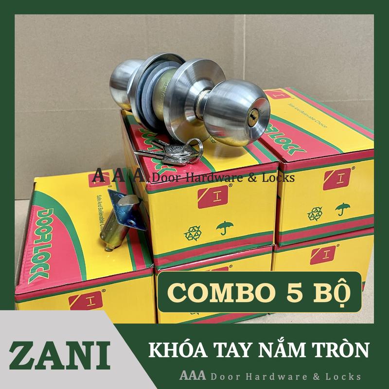Giá sỉ Combo 5 bộ ổ khoá tay nắm tròn Zani cò 3cm cò 6cm