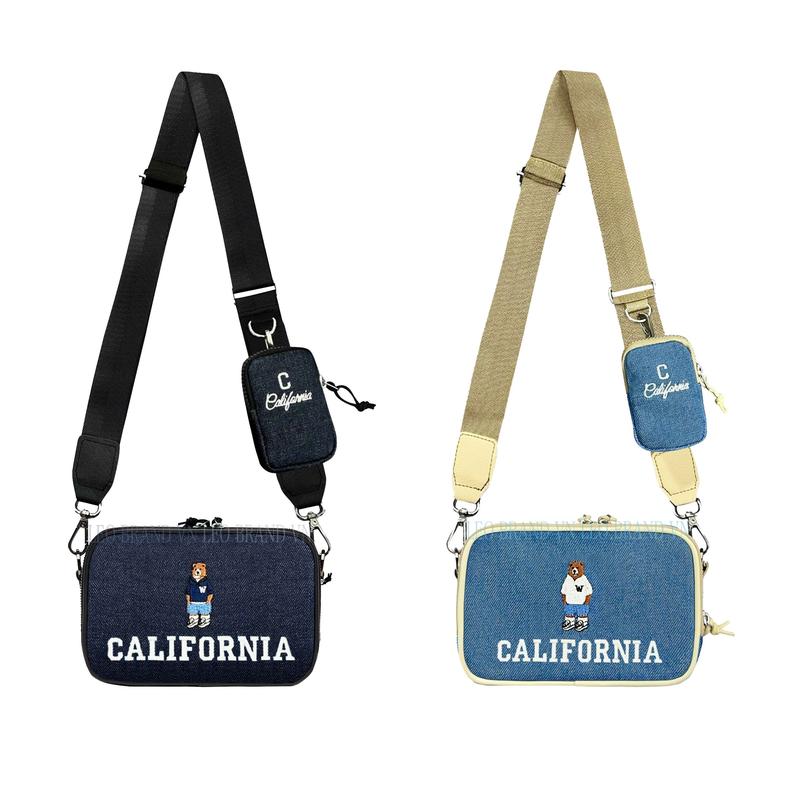 Túi Đeo Chéo Nam Nữ Thêu Gấu CFN MINI CROSSBODY BAG B721 Thêu Tặng Túi Kèm Nhỏ BST 2025 Đeo Vai Kem Nhung