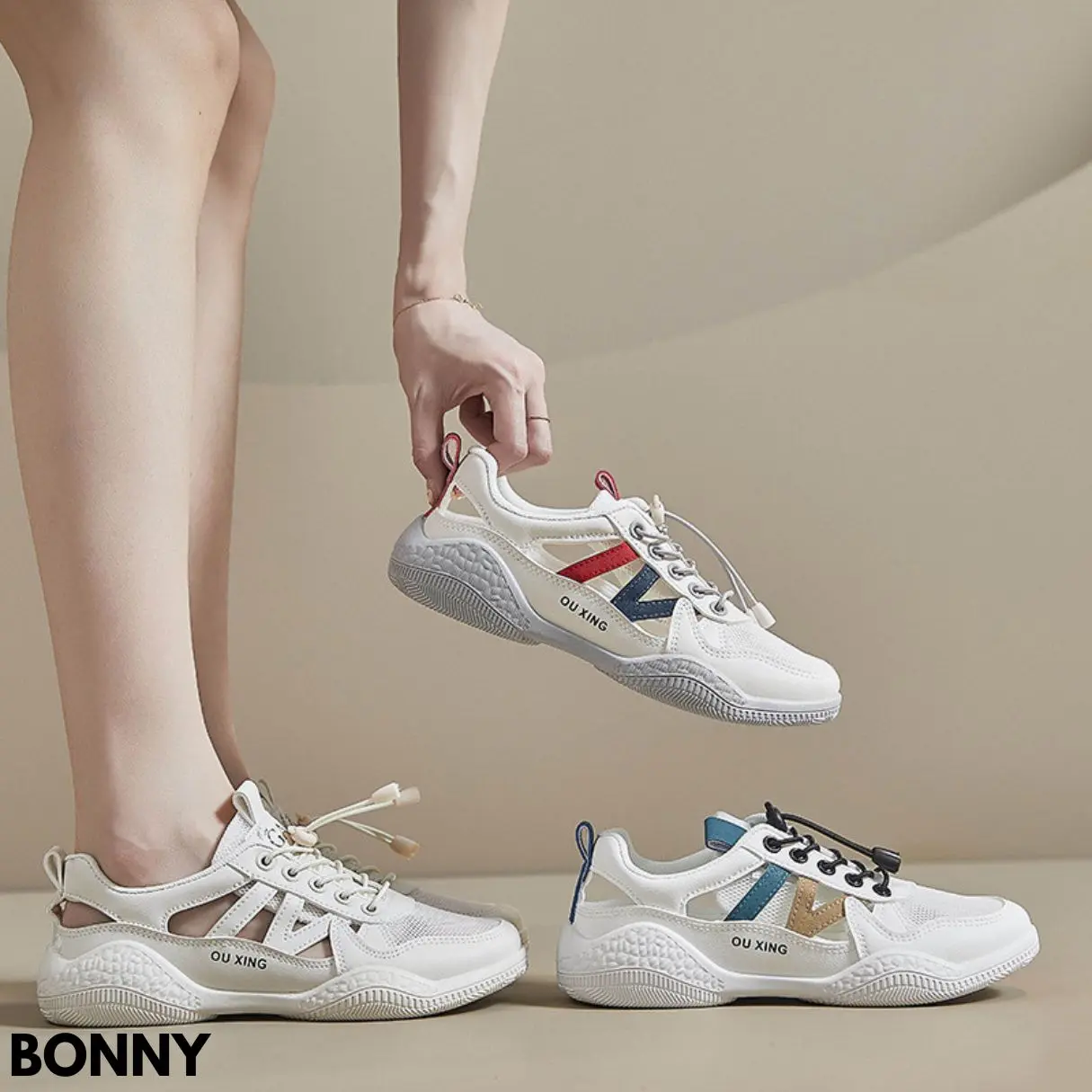 Sneakers Wanita Sepatu Fashion Terbaru Kekinian Classy Bahan Pu  Bonny