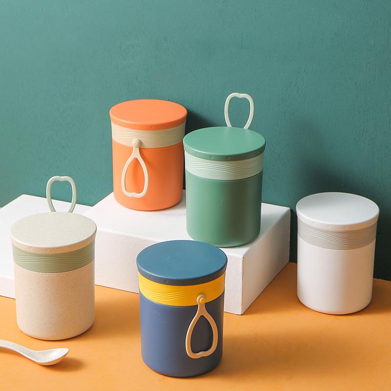 Product Introduction of 304 Stainless Steel Breakfast Cup 450ML Korea Style Sealed Soup Container Luch Boxs Portable Leak Proof Milk Cup with Folding Spoon 21