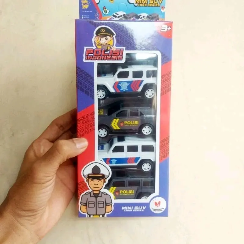 Mainan Set Mobil Polisi isi 4 Miniatur Mobilan Police Anak Laki Cowok