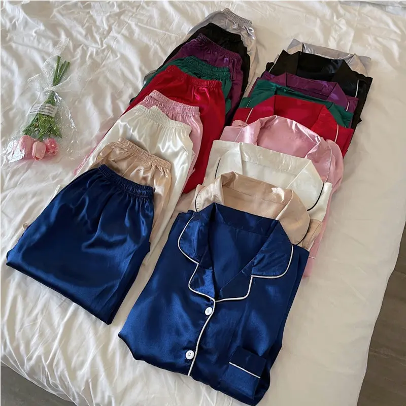 McJoden - MAIDEN Short Sleeve Short Pant Couple Sleepwear Women Sexy Comfortable Silk Satin Sleepwear