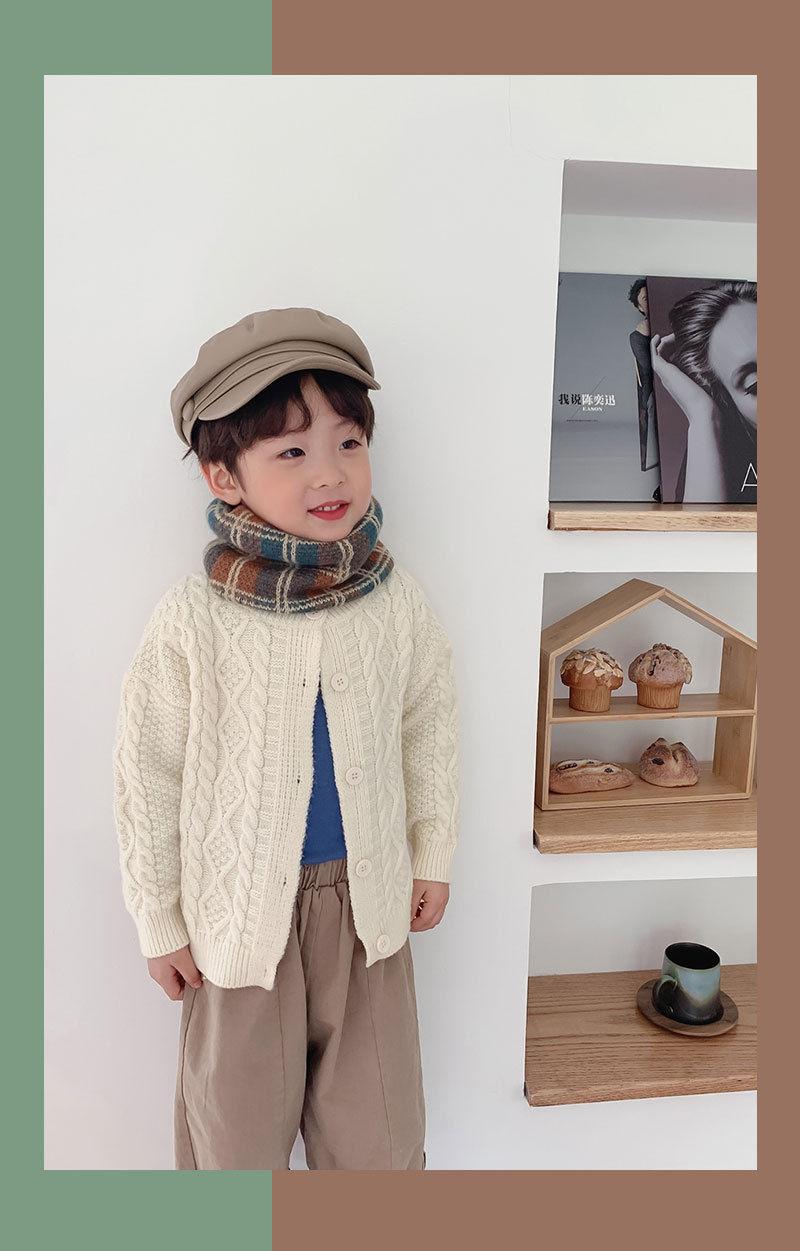 Product Introduction of Thermal Knitting Scarf Female Winter All-Matching Color Matching Plaid Neckerchief Cover Bandana Male and Female Baby Wool Bandana 13