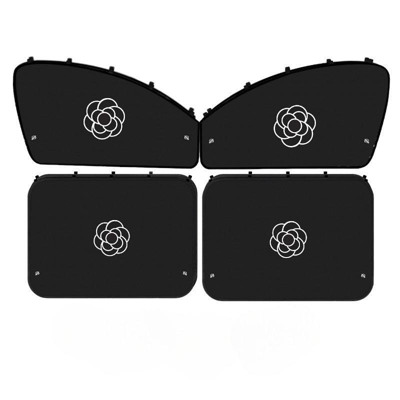 Rèm Che Nắng Ô Tô Cách Nhiệt Có Nam Châm Gắn Cửa Sổ Xe Hơi Thiết Kế Mẫu Hoa Trà Sang Trọng Mộc Lan Car