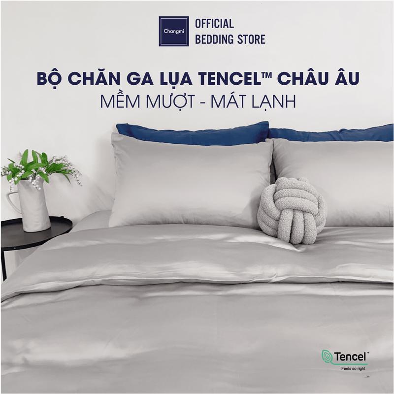 Bộ 4 món chăn ga lụa Tencel Châu Âu 60S Changmi Bedding siêu mềm mượt và mát lạnh đồng tiền đỏ thoáng khí